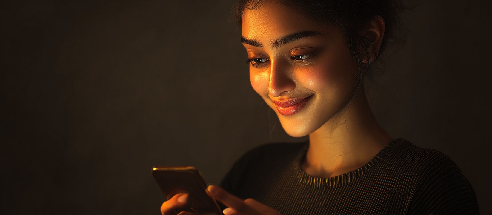 Smiling woman looking at her smartphone, enjoying the smooth mobile gaming experience with the Bn88 App.